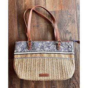 Sakroots Small Floral Straw Satchel Ellis Canvas Bag